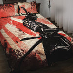 Red Rising Sun Samurai Print Quilt Bed Set
