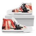 Red Rising Sun Samurai Print White High Top Sneakers