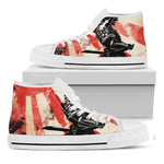 Red Rising Sun Samurai Print White High Top Shoes