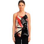 Red Rising Sun Samurai Print Women's Racerback Tank Top