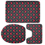 Red Rooster Pattern Print 3 Piece Bath Mat Set