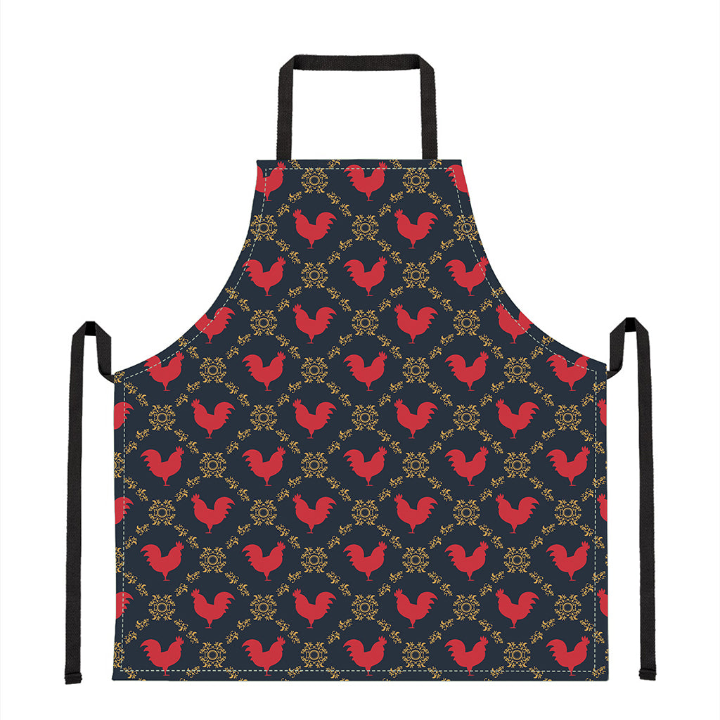 Red Rooster Pattern Print Apron