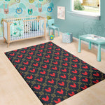 Red Rooster Pattern Print Area Rug