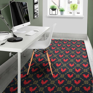 Red Rooster Pattern Print Area Rug