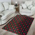 Red Rooster Pattern Print Area Rug