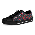 Red Rooster Pattern Print Black Low Top Shoes