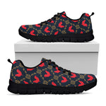 Red Rooster Pattern Print Black Sneakers