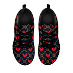 Red Rooster Pattern Print Black Sneakers