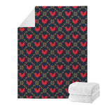 Red Rooster Pattern Print Blanket