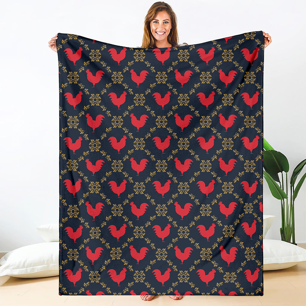 Red Rooster Pattern Print Blanket