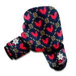 Red Rooster Pattern Print Boxing Gloves