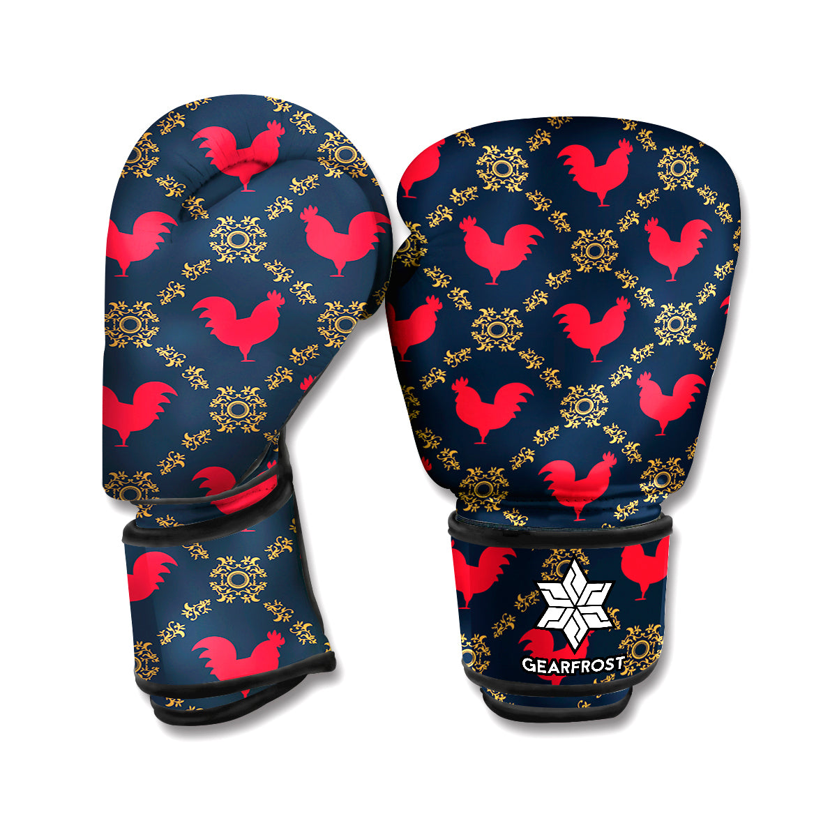 Red Rooster Pattern Print Boxing Gloves