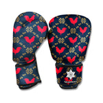 Red Rooster Pattern Print Boxing Gloves