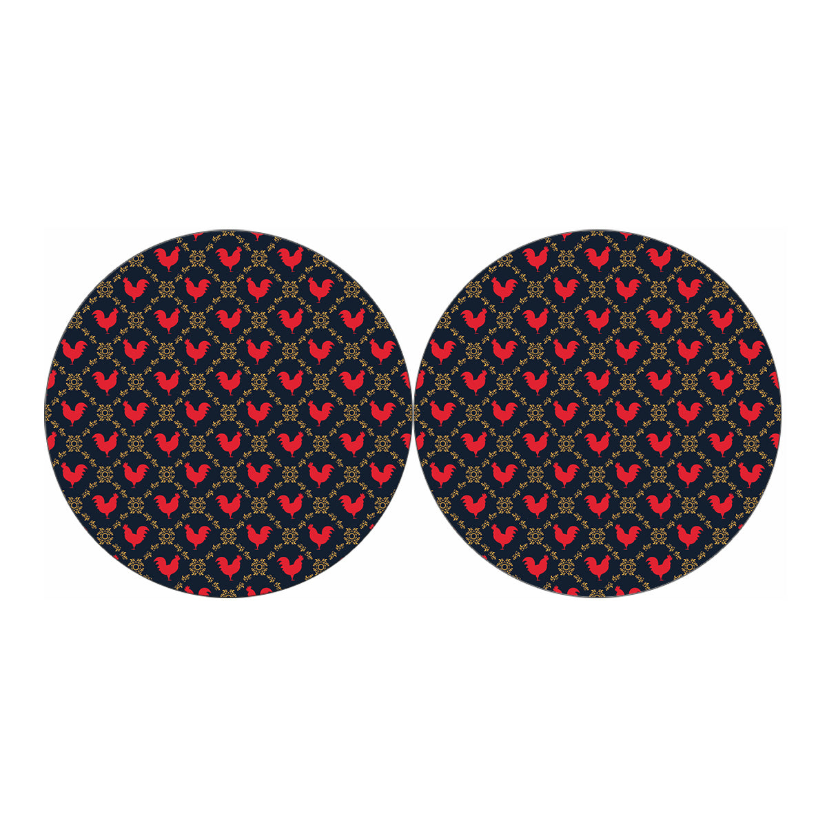 Red Rooster Pattern Print Car Coasters