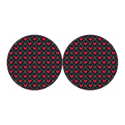 Red Rooster Pattern Print Car Coasters