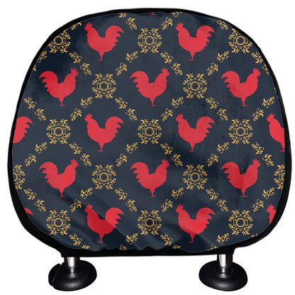 Red Rooster Pattern Print Car Headrest Covers