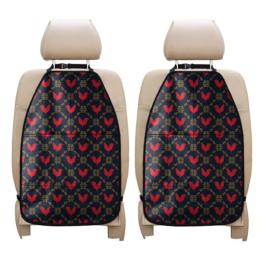 Red Rooster Pattern Print Car Seat Organizers