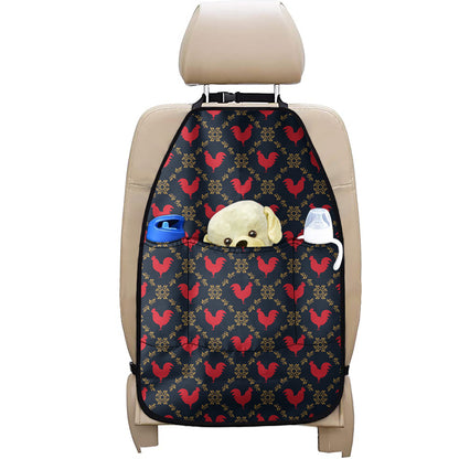 Red Rooster Pattern Print Car Seat Organizers