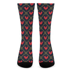 Red Rooster Pattern Print Crew Socks