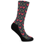 Red Rooster Pattern Print Crew Socks