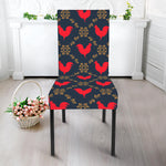 Red Rooster Pattern Print Dining Chair Slipcover