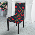 Red Rooster Pattern Print Dining Chair Slipcover