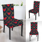 Red Rooster Pattern Print Dining Chair Slipcover