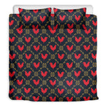 Red Rooster Pattern Print Duvet Cover Bedding Set
