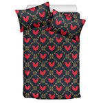Red Rooster Pattern Print Duvet Cover Bedding Set