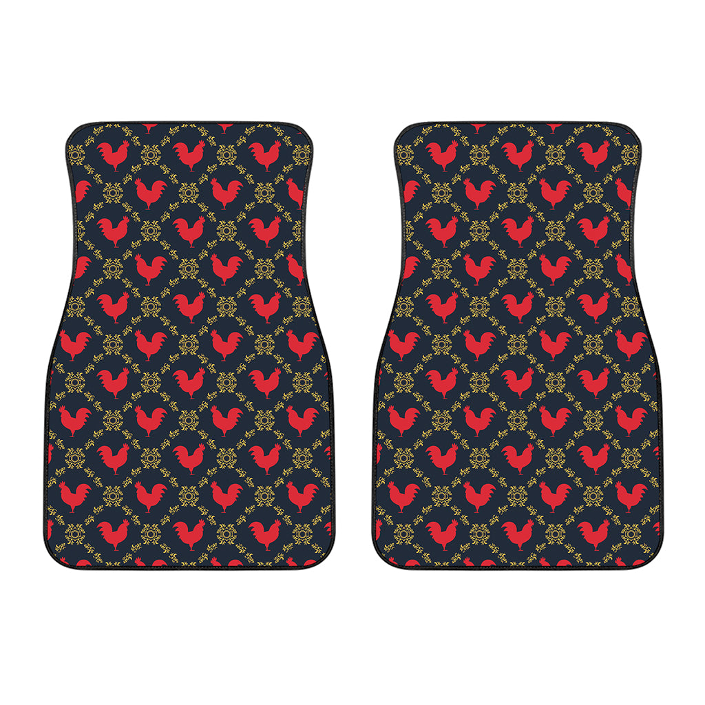 Red Rooster Pattern Print Front Car Floor Mats