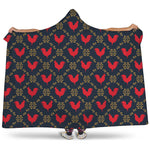 Red Rooster Pattern Print Hooded Blanket