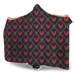 Red Rooster Pattern Print Hooded Blanket