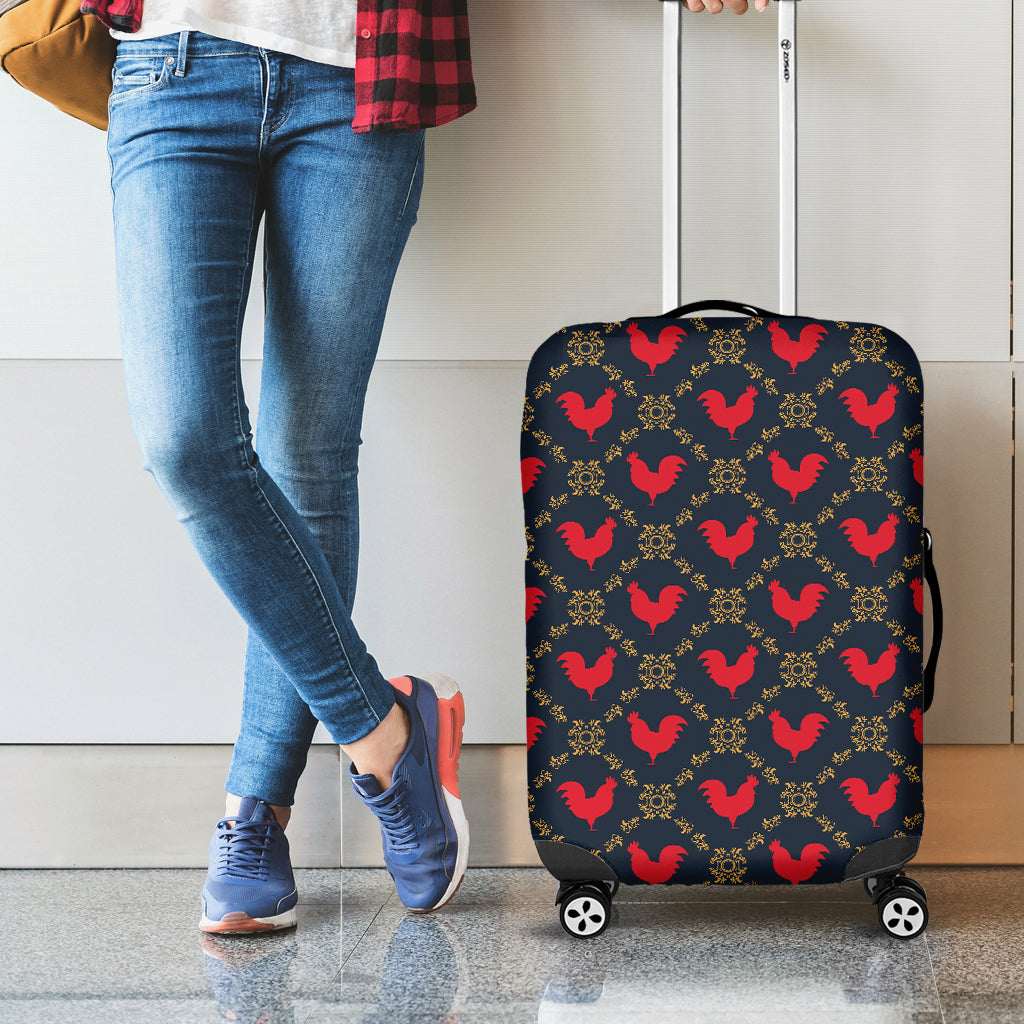 Red Rooster Pattern Print Luggage Cover