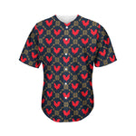 Red Rooster Pattern Print Men's Baseball Jersey