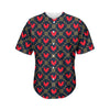 Red Rooster Pattern Print Men's Baseball Jersey