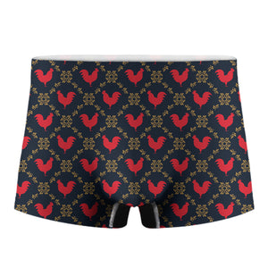 Red Rooster Pattern Print Men's Boxer Briefs