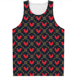 Red Rooster Pattern Print Men's Tank Top