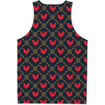 Red Rooster Pattern Print Men's Tank Top