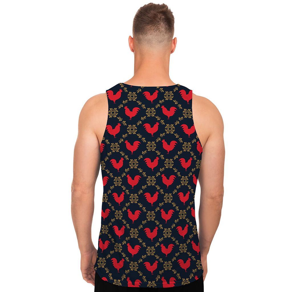 Red Rooster Pattern Print Men's Tank Top