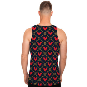 Red Rooster Pattern Print Men's Tank Top