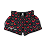 Red Rooster Pattern Print Muay Thai Boxing Shorts