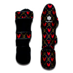 Red Rooster Pattern Print Muay Thai Shin Guard