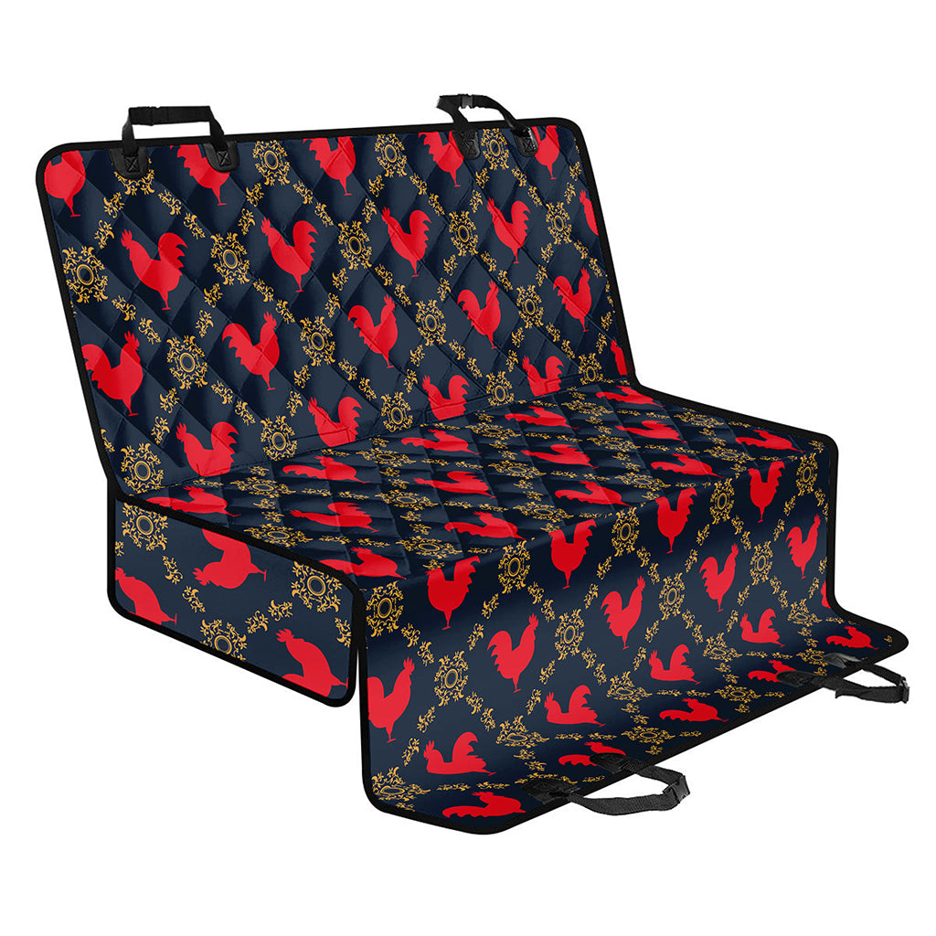 Red Rooster Pattern Print Pet Car Back Seat Cover