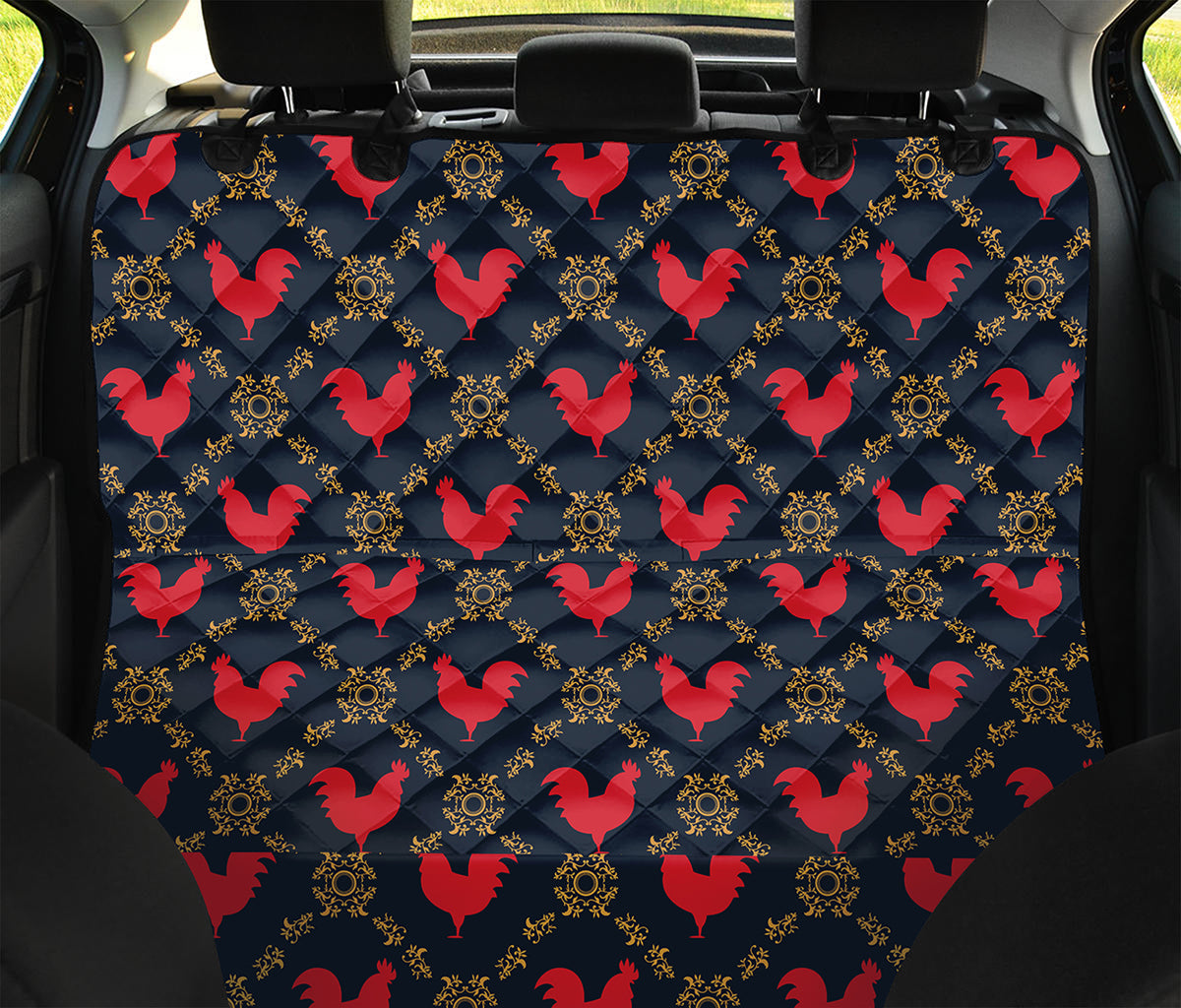 Red Rooster Pattern Print Pet Car Back Seat Cover