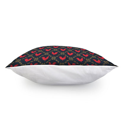 Red Rooster Pattern Print Pillow Cover