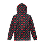 Red Rooster Pattern Print Pullover Hoodie