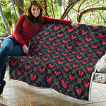 Red Rooster Pattern Print Quilt