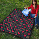 Red Rooster Pattern Print Quilt