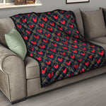 Red Rooster Pattern Print Quilt