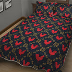 Red Rooster Pattern Print Quilt Bed Set